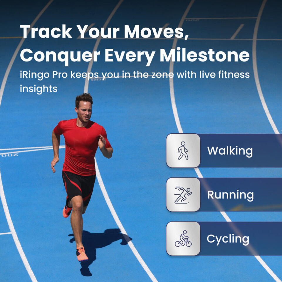 Person wearing the iRingo Pro smart ring for everyday wellness and fitness tracking